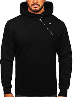 BOLF Herren Kapuzenpullover Hoodie Sweatshirt mit Kapuze Pullover Pulli Langarmshirt Freizeit Sport Fitness Outdoor Casual Style 06 Schwarz XXL [1A1] von BOLF