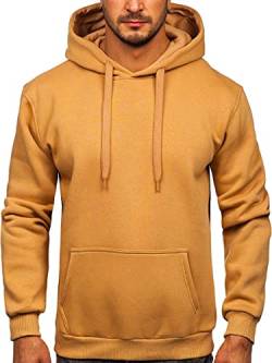 BOLF Herren Kapuzenpullover Hoodie Sweatshirt mit Kapuze Pullover Pulli Langarmshirt Freizeit Sport Fitness Outdoor Casual Style 1004 Braun L [1A1] von BOLF