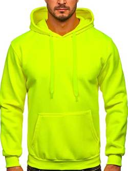 BOLF Herren Kapuzenpullover Hoodie Sweatshirt mit Kapuze Pullover Pulli Langarmshirt Freizeit Sport Fitness Outdoor Casual Style 1004 Gelb-Neon XL [1A1] von BOLF