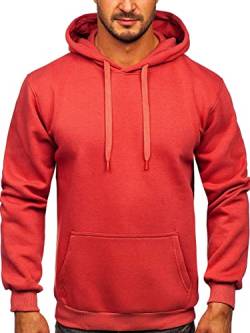 BOLF Herren Kapuzenpullover Hoodie Sweatshirt mit Kapuze Pullover Pulli Langarmshirt Freizeit Sport Fitness Outdoor Casual Style 1004 Koralle XL [1A1] von BOLF