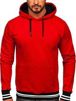 BOLF Herren Kapuzenpullover Hoodie Sweatshirt mit Kapuze Pullover Pulli Langarmshirt Freizeit Sport Fitness Outdoor Casual Style 145369 Rot XXL [1A1] von BOLF