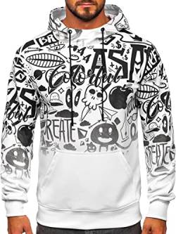 BOLF Herren Kapuzenpullover Hoodie Sweatshirt mit Kapuze Pullover Pulli Langarmshirt Freizeit Sport Fitness Outdoor Casual Style 8B995 Weiß L [1A1] von BOLF