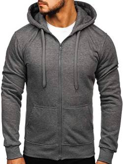 BOLF Herren Kapuzenpullover Hoodie Sweatshirt mit Kapuze Reißverschluss Pullover Pulli Langarmshirt Freizeit Sport Fitness Outdoor Casual Style 2008 Anthrazit L [1A1] von BOLF