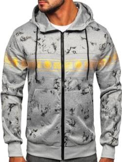 BOLF Herren Kapuzenpullover Hoodie Sweatshirt mit Kapuze Reißverschluss Pullover Pulli Langarmshirt Freizeit Sport Fitness Outdoor Casual Style 27B8125 Grau L [1A1] von BOLF