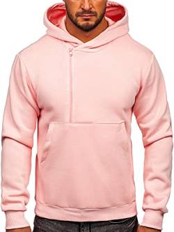 BOLF Herren Kapuzenpullover Reißverschluss Hoodie Sweatshirt mit Kapuze Pullover Pulli Langarmshirt Freizeit Sport Fitness Outdoor Casual Style 02 Rosa(Hell) L [1A1] von BOLF