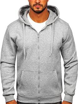 BOLF Herren Kapuzenpullover Reißverschluss Hoodie Sweatshirt mit Kapuze Pullover Pulli Langarmshirt Freizeit Sport Fitness Outdoor Casual Style 2008 Grau(Dunkel) L [1A1] von BOLF