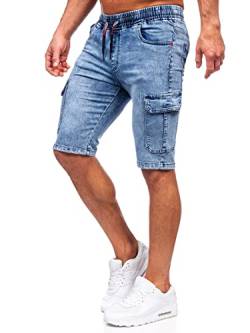 BOLF Herren Kurze Jeanshose Shorts Bermudas Jeans Short Kurze Hose Cargo Cargoshorts Destroyed Used Look Denim Stretch Freizeithose HY812S Blau XXL [7G7] von BOLF