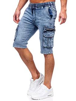 BOLF Herren Kurze Jeanshose Shorts Bermudas Jeans Short Kurze Hose Cargo Cargoshorts Destroyed Used Look Denim Stretch Freizeithose HY816A Blau M [7G7] von BOLF