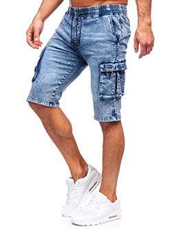 BOLF Herren Kurze Jeanshose Shorts Bermudas Jeans Short Kurze Hose Cargo Cargoshorts Destroyed Used Look Denim Stretch Freizeithose HY818A Blau M [7G7] von BOLF