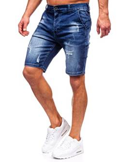 BOLF Herren Kurze Jeanshose Shorts Bermudas Jeans Short Kurze Hose Cargo Cargoshorts Destroyed Used Look Denim Stretch Freizeithose MP0036BS Dunkelblau M [7G7] von BOLF