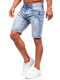 BOLF Herren Kurze Jeanshose Shorts Bermudas Jeans Short Kurze Hose Cargo Cargoshorts Destroyed Used Look Denim Stretch Freizeithose MP0262BC Hellblau M [7G7] von BOLF