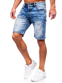 BOLF Herren Kurze Jeanshose Shorts Bermudas Jeans Short Kurze Hose Cargo Cargoshorts Destroyed Used Look Denim Stretch Freizeithose RJ933 Dunkelblau M [7G7] von BOLF