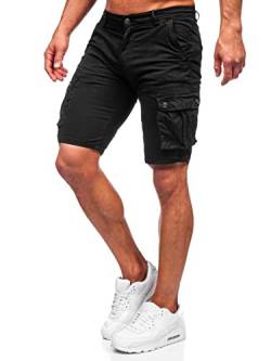 BOLF Herren Kurze Sporthose Shorts Bermudas Kurze Hose Cargo Cargohose Kurzschlauch Sweathose Stretch Freizeithose Street Style BB70012 Schwarz S [7G7] von BOLF