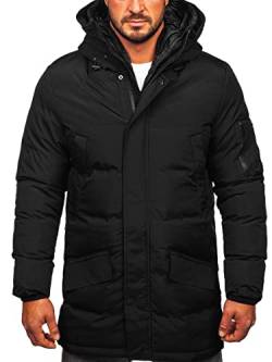 BOLF Herren Parka Jacke Winterjacke Gefüttert mit Kapuze Wintermantel Kapuzenjacke Lang Wärm Winter Herbst Freizeit Outdoor Casual Style 5M790 Schwarz XXL [4D4] von BOLF