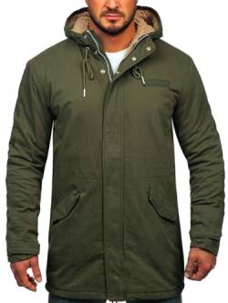 BOLF Herren Parka Jacke Winterjacke Gefüttert mit Kapuze Wintermantel Kapuzenjacke Lang Wärm Winter Herbst Freizeit Outdoor Casual Style EX838A Khaki S [4D4] von BOLF