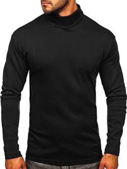 BOLF Herren Rollkragenshirt Rollkragenpullover Sweatshirt Pullover Sweater Pulli Rundhalsausschnitt Langarmshirt Longsleeve Casual Style 145347 Schwarz L [5E5] von BOLF