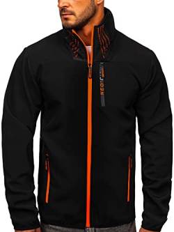 BOLF Herren Softshell Jacke mit Stehkragen ohne Kapuze Übergangsjacke Funktionsjacke Windbreaker Sportjacke Trainingsjacke Laufjacke Outdoor Sportlicher Stil J.Style KS2185 Schwarz M [4D4] von BOLF