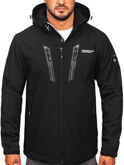 BOLF Herren Softshelljacke Übergangsjacke mit Kapuze Regenjacke Funktionsjacke Winddicht Wasserdicht Sportjacke Trekkingjacke Atmungsaktiv Outdoor Style WX086 Schwarz-Silber L [4D4] von BOLF