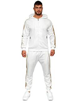 BOLF Herren Sportanzug Jogginganzug Trainingsanzüge Fitnessanzug Hoodie Kapuzenpullover Set Tracksuit Workout Sport Fitness für Running Yoga Gym Sportswear 3A165 Weiß L [4D4] von BOLF