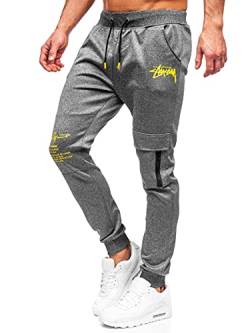 BOLF Herren Sporthose Cargohose Jogginghose Trainingshose Fußballhose Fitnesshose Jogger Sweathose Jogpants Sweatpants Slim Fit Street Style K10286 Dunkelgrau XXL [6F6] von BOLF