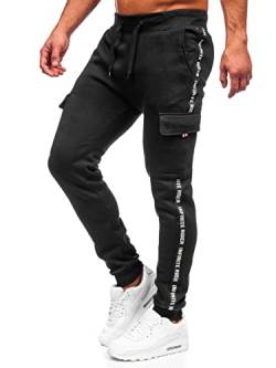 BOLF Herren Sporthose Joggers Printed Sporthose Jogginghose Trainingshose Fitnesshose Fußballhose Sweatpants Jogpants Sweatpants Slim Fit Motiv Street Style JX8715 Schwarz L [6F6] von BOLF