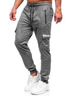 BOLF Herren Sporthose Jogginghose Trainingshose Fitnesshose Fußballhose Jogger Sweathose Jogpants Sweatpants Slim Fit Street Style JX5063 Anthrazit XL [6F6] von BOLF