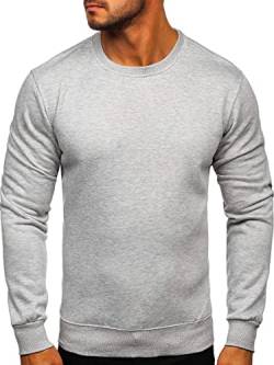 BOLF Herren Sweatshirt Pullover Sweater Pulli Langarmshirt Longsleeve Freizeit Sport Fitness Outdoor Basic Casual Style 2001 Grau M [1A1] von BOLF