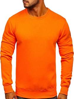 BOLF Herren Sweatshirt Pullover Sweater Pulli Langarmshirt Longsleeve Freizeit Sport Fitness Outdoor Basic Casual Style 2001 Orange XL [1A1] von BOLF