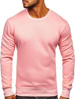 BOLF Herren Sweatshirt Pullover Sweater Pulli Langarmshirt Longsleeve Freizeit Sport Fitness Outdoor Basic Casual Style 2001 Rosa(Hell) XL [1A1] von BOLF