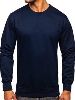 BOLF Herren Sweatshirt Pullover Sweater Pulli Langarmshirt Longsleeve Freizeit Sport Fitness Outdoor Basic Casual Style B10001 Dunkelblau L [1A1] von BOLF