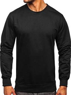 BOLF Herren Sweatshirt Pullover Sweater Pulli Langarmshirt Longsleeve Freizeit Sport Fitness Outdoor Basic Casual Style B10001 Schwarz M [1A1] von BOLF