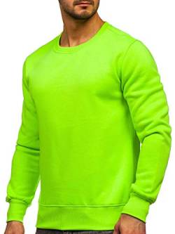 BOLF Herren Sweatshirt Pullover Sweater Pulli Langarmshirt Longsleeve Freizeit Sport Fitness Outdoor Basic Casual Style J.Style 2001 Grün-Neon XL [1A1] von BOLF