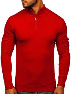 BOLF Herren Sweatshirt Pullover Sweater Pulli Stehkragen Reißverschluss Zipp Langarmshirt Longsleeve Wärme Classic Outdoor Casual Style YY08 Rot XXL [5E5] von BOLF