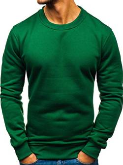 BOLF Herren Sweatshirt Pullover Sweater Pulli ohne Kapuze Langarmshirt Rundhalsausschnitt Farbvarianten Crew Neck Longsleeve Classic Fitness Basic Sport J.Style 2001 Grün L [1A1] von BOLF