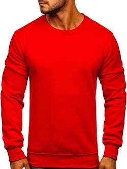 BOLF Herren Sweatshirt Pullover Sweater Pulli ohne Kapuze Langarmshirt Rundhalsausschnitt Farbvarianten Crew Neck Longsleeve Classic Fitness Basic Sport J.Style 2001 Rot XXL [1A1] von BOLF