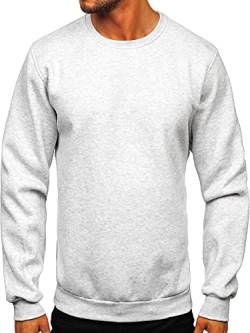 BOLF Herren Sweatshirt ohne Kapuze Pullover Sweater Pulli Langarmshirt Rundhals Crew Neck Hochwertige Weiche Baumwollmischung Freizeit Training Sport Basic Casual Style 2001 Grau(Hell) XL [1A1] von BOLF