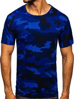 BOLF Herren T-Shirt mit Aufdruck Kurzarm Rundhalsausschnitt Top Kurzarmshirt Tee Rundhals Print Motiv Sportswear Crew Neck Logo Sport J.Style S807 Dunkelblau XL [3C3] von BOLF