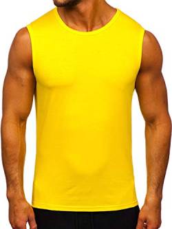 BOLF Herren Tank Top Ärmellose Tankshirt Muskelshirt Bodybuilding Unterhemd T-Shirt Tee Rundhalsausschnitt Aufdruck Basic Training Sport Fitness Slim Fit J.Style 99001-1 Gelb-Neon M [3C3] von BOLF