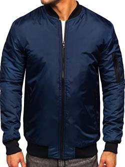 BOLF Herren Übergangsjacke Bomberjacke Fliegerjacke Pilotenjacke Baseballjacke Collegejacke Wind-Jacke Frühlingsjacke Freizeitjacke Outdoor Alltagsjacke Blouson J.STYLE AK95 Dunkelblau L [4D4] von BOLF