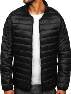 BOLF Herren Übergangsjacke Regenjacke Funktionsjacke Steppjacke Reißverschluss Outdoorjacke Schuljacke Classic Hoodie Freizeitjacke Outdoor Style 5M703 Schwarz L [4D4] von BOLF