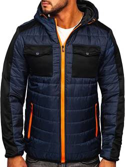 BOLF Herren Übergangsjacke Steppjacke Daunen-Optik Casual Elegant Leichte Frühlings Jacket Moderne Männer Jacke M10003 Dunkelblau M [4D4] von BOLF