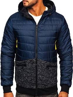 BOLF Herren Übergangsjacke Steppjacke Daunen-Optik Casual Elegant Leichte Frühlings Jacket Moderne Männer Jacke M10019 Dunkelblau L [4D4] von BOLF