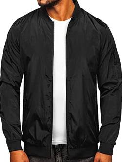 BOLF Herren Übergangsjacke Steppjacke Daunen-Optik Casual Elegant Leichte Frühlings Jacket Moderne Männer Jacke W3908 Schwarz-Grau XL [4D4] von BOLF