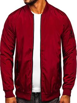 BOLF Herren Übergangsjacke Steppjacke Daunen-Optik Casual Elegant Leichte Frühlings Jacket Moderne Männer Jacke W3908 Weinrot L [4D4] von BOLF