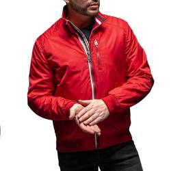 BOLF Herren Übergangsjacke Steppjacke Daunen-Optik Elegant Blousonjacke Stehkragen Freizeitjacke Sportjacke Outdoor Männer Casual 1907A1 Rot M [4D4] von BOLF