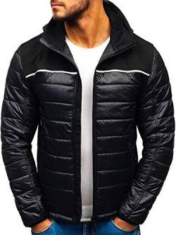 BOLF Herren Übergangsjacke Steppjacke Daunenjacke Sportjacke Freizeitjacke Reißverschluss Street Style FREESTEP K104 Schwarz M [4D4] von BOLF