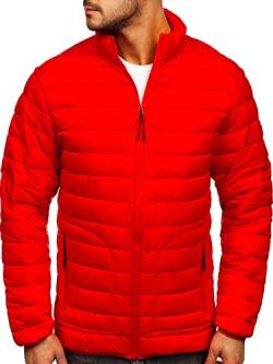 BOLF Herren Übergangsjacke Steppjacke Stehkragen Daunenjacke Reißverschluss Sportjacke Zip Wärme Freizeit Sport Basic Outdoor Casual Style J.STYLE 13007 Rot XXL [4D4] von BOLF