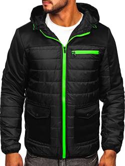 BOLF Herren Übergangsjacke Steppjacke Stehkragen Daunenjacke Reißverschluss Sportjacke Zip Wärme Freizeit Sport Basic Outdoor Casual Style M10006 Schwarz M [4D4] von BOLF