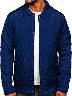 BOLF Herren Übergangsjacke Steppjacke Stehkragen Daunenjacke Reißverschluss Sportjacke Zip Wärme Freizeit Sport Basic Outdoor Casual Style M13081 Dunkelblau XL [4D4] von BOLF