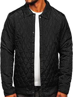 BOLF Herren Übergangsjacke Steppjacke Stehkragen Daunenjacke Reißverschluss Sportjacke Zip Wärme Freizeit Sport Basic Outdoor Casual Style M13081 Schwarz XXL [4D4] von BOLF